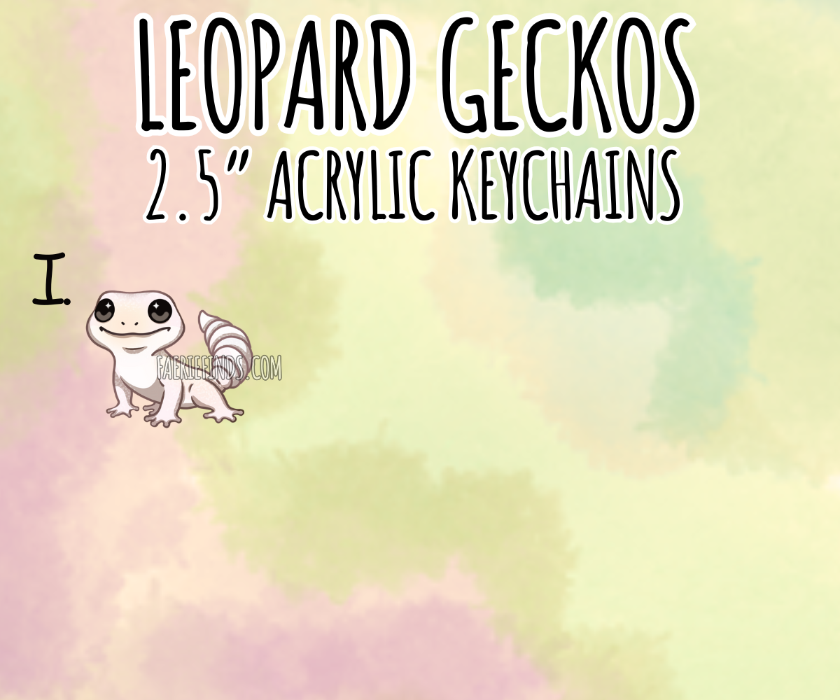 2.5” Leopard Gecko Acrylic/Glitter Epoxy Keychain