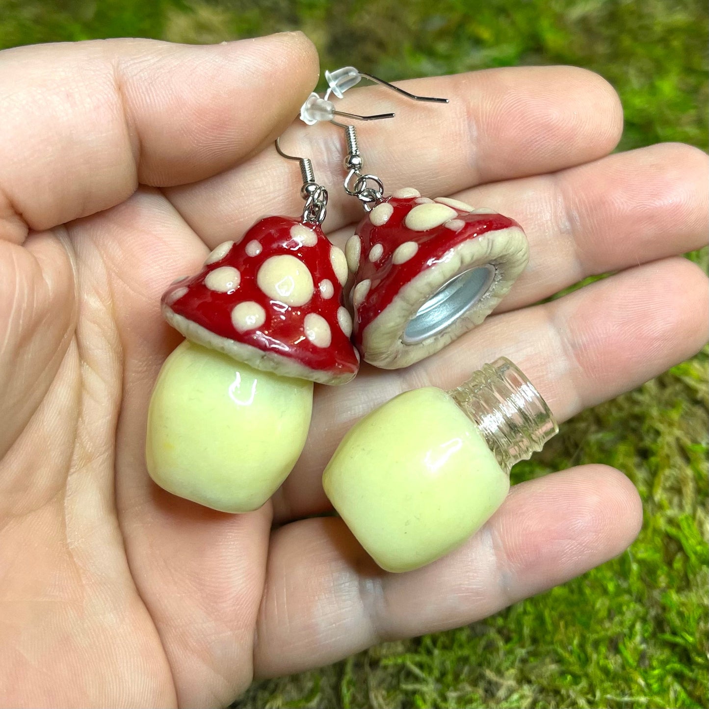 CUSTOM Stash Jar Earrings- Glowing Mushrooms