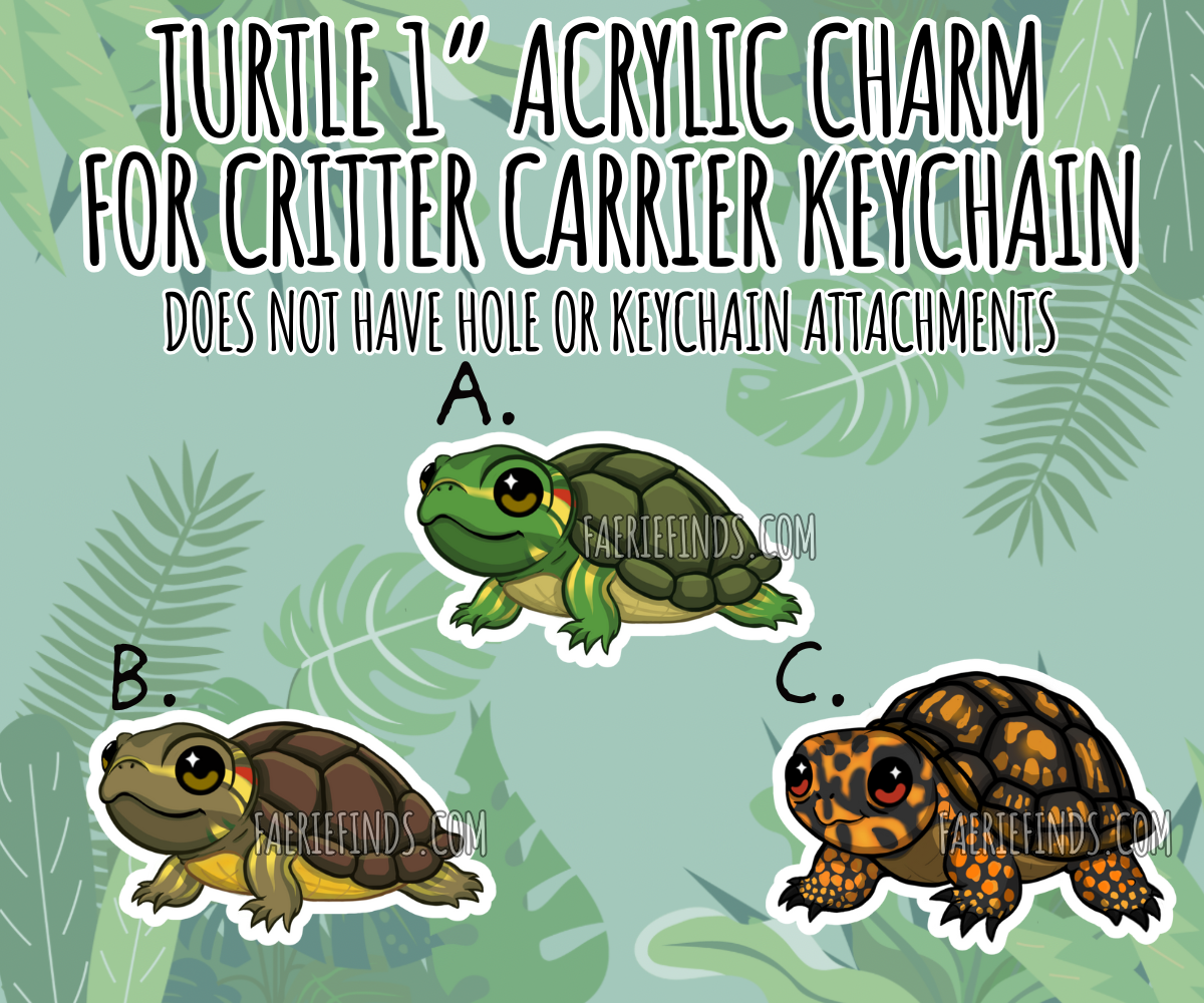 1” Turtle Insert Charm For Critter Carrier Openable Shaker Keychain