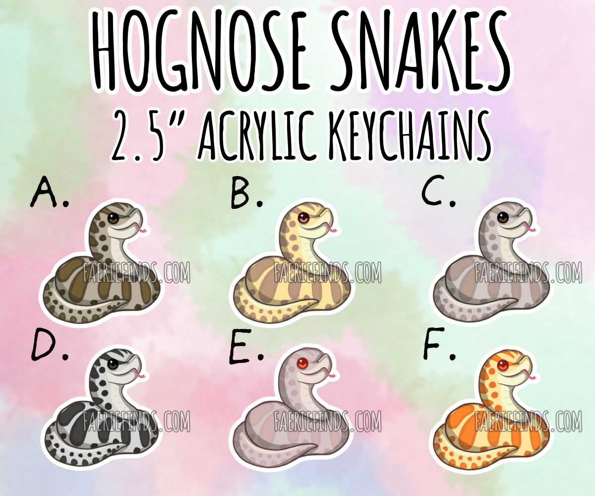 2.5” Hognose Snake Acrylic/Glitter Epoxy Keychain