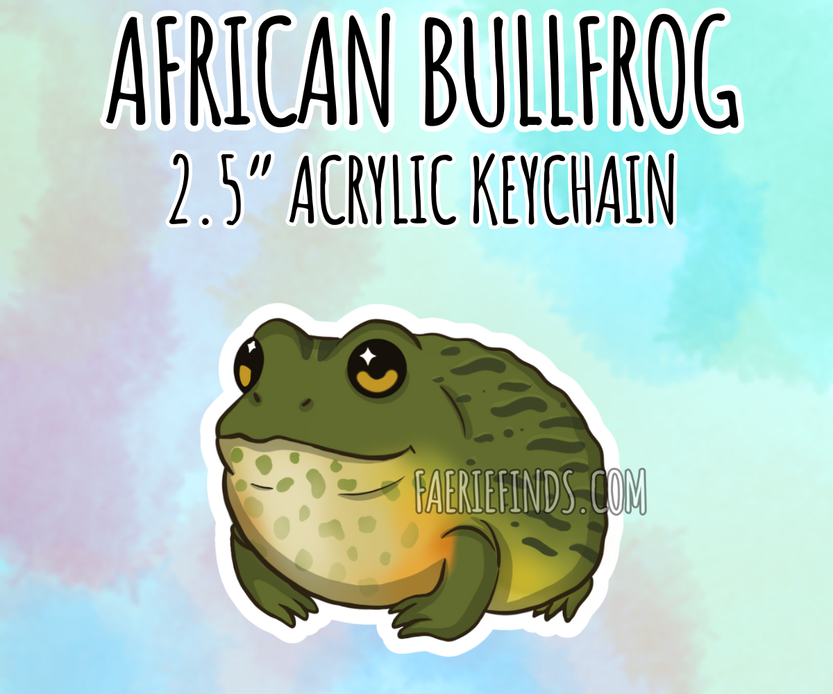 2.5” African Bullfrog Acrylic/Glitter Epoxy Keychain