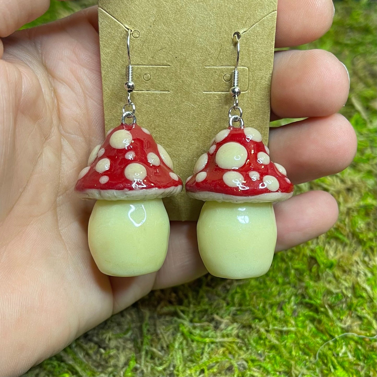 CUSTOM Stash Jar Earrings- Glowing Mushrooms