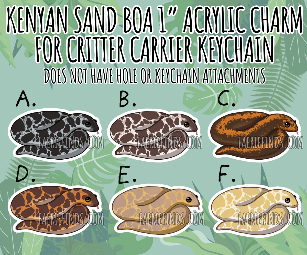 1” Kenyan Sand Boa Insert Charm For Critter Carrier Openable Shaker Keychain