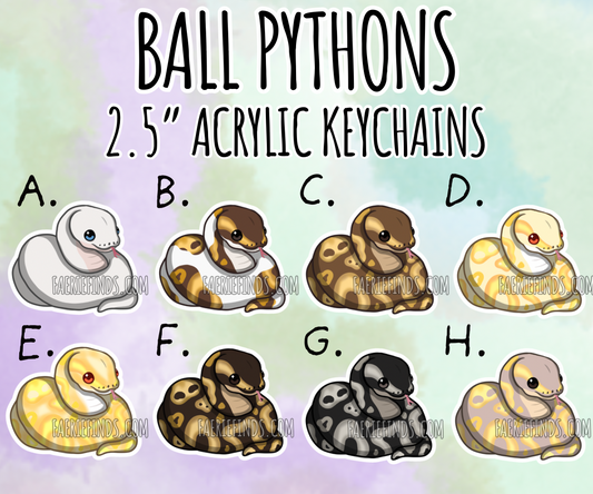 2.5” Ball Python Acrylic/Glitter Epoxy Keychain