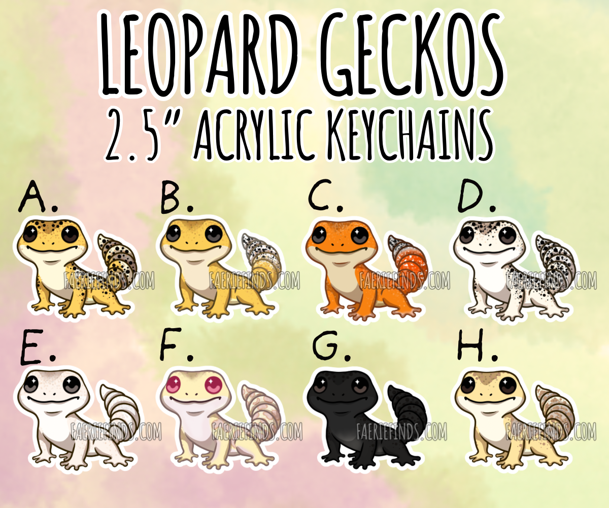 2.5” Leopard Gecko Acrylic/Glitter Epoxy Keychain