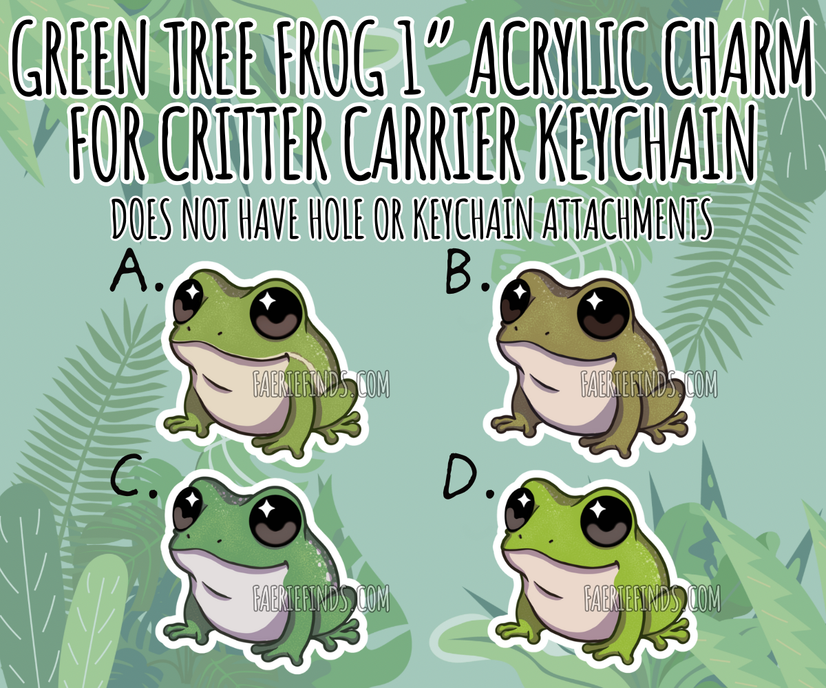 1” Green Tree Frog Insert Charm For Critter Carrier Openable Shaker Keychain