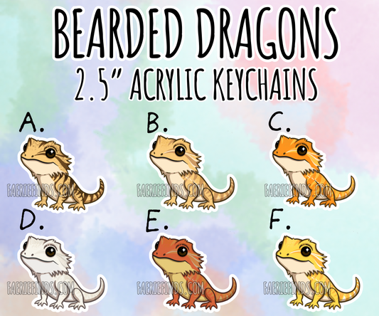 2.5” Bearded Dragon Acrylic/Glitter Epoxy Keychain