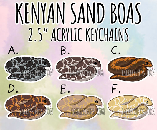 2.5” Kenyan Sand Boa Acrylic/Glitter Epoxy Keychain