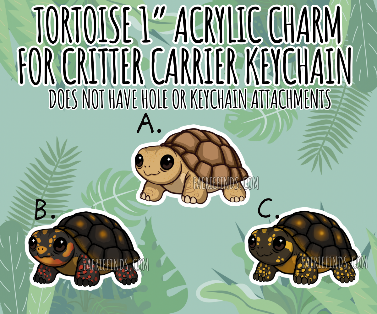 1” Tortoise Insert Charm For Critter Carrier Openable Shaker Keychain